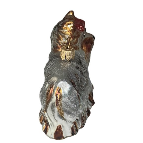 Impuls Yorshire Terrier Christmas Ornament Blown Glass Handpainted - Picture 5 of 12